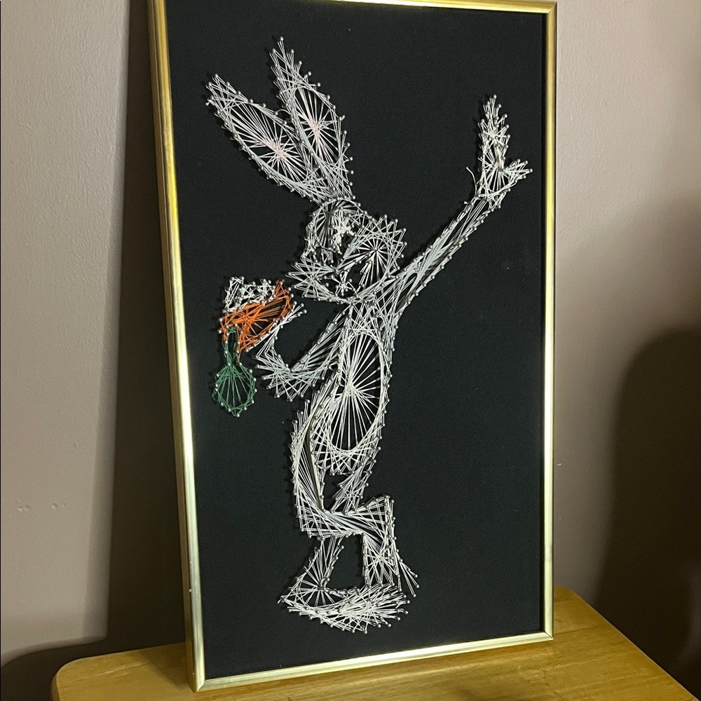 😄Vintage bugs bunny string art framed picture